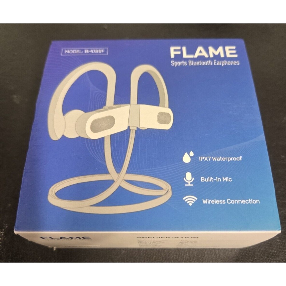 FLAME SPORTS BLUETOOTH EARPHONE MODEL# BH088F New In Package